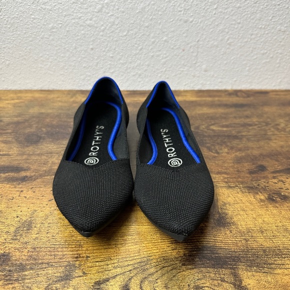 Rothys The Point Black Knit Comfort Slip On Ballet Flats Womens 6.5 Black - Picture 2 of 7